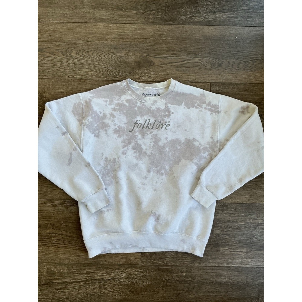 Taylor Swift White & Light Gray 'folklore' Tie-Dye Sweatshirt